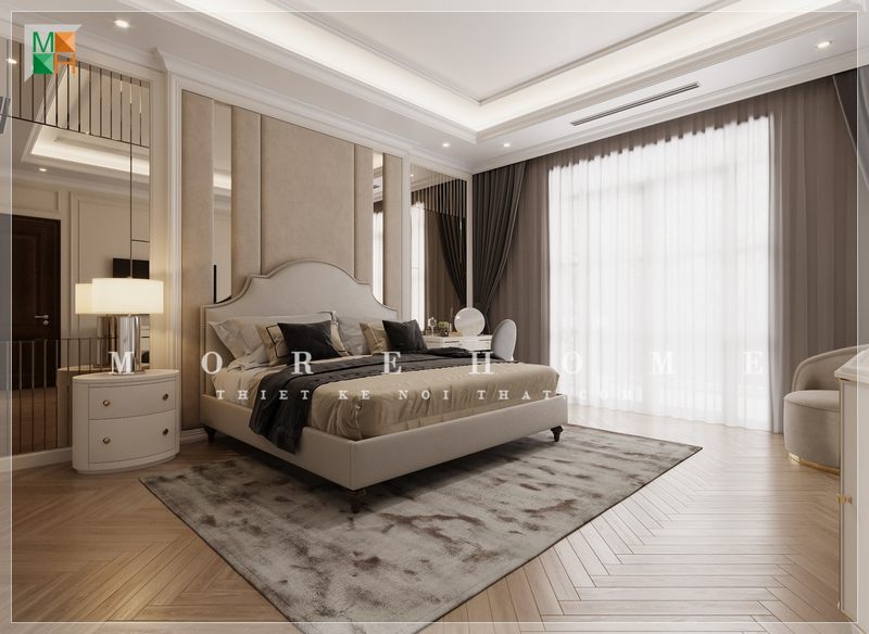 Chiêm ngưỡng mẫu thiết kế phòng ngủ biệt thự được thiết kế mang phong cách tân cổ điển sang trọng.