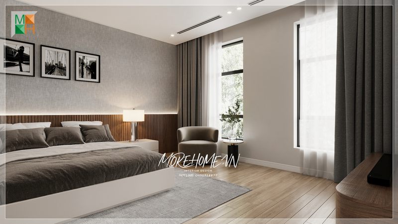 Sofa phòng ngủ mang gam màu trầm góp phần mang tới sự hài hòa và ấn tượng cho không gian căn phòng của mọi gia đình.